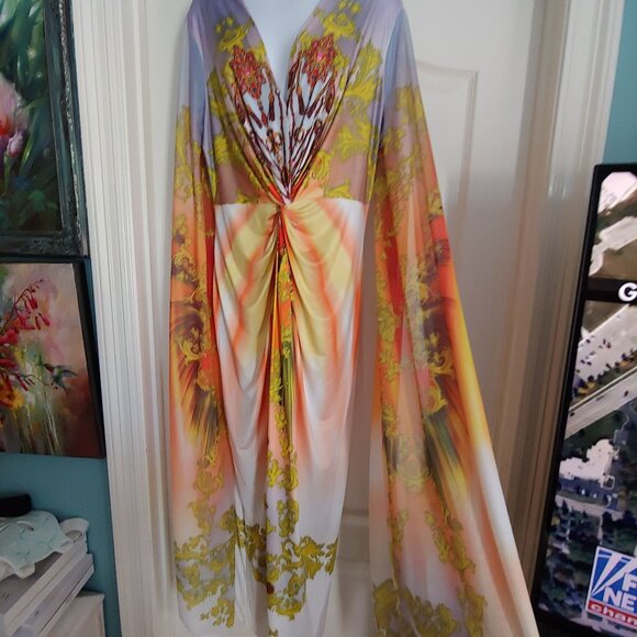 Venus Long Tropical Vacation Tropical Resort Cruise Ethereal Dress L Exotic - Picture 5 of 15